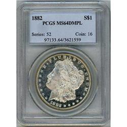 1882 Morgan Dollar S$1 PCGS MS64DMPL