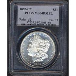 1882-CC 1 Morgan Silver Dollar PCGS MS64DMPL Coin