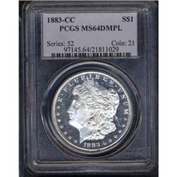 1883-CC 1 Morgan Silver Dollar PCGS MS64DMPL Coin