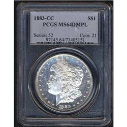 1883-CC 1 Morgan Silver Dollar PCGS MS64DMPL Coin