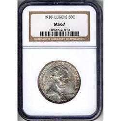 1918 50c Lincoln Silver Commemorative NGC MS67