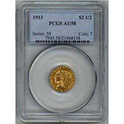 1913 $2 1/2 Indian Head PCGS AU58