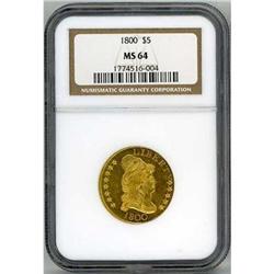 1800 $5 Draped Bust NGC MS64
