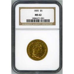 1805 $5 Draped Bust NGC MS62
