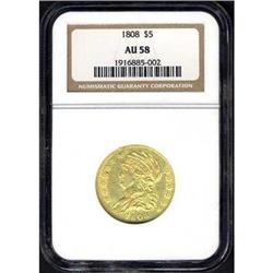 1808 $5 Capped Bust NGC AU58