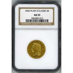 1834 $5 Capped Bust NGC AU55