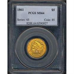 1861 5 Half Eagle PCGS MS64