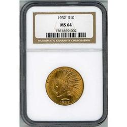 1932 $10 Indian Head NGC MS64