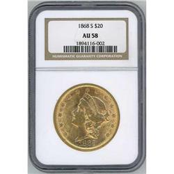 1868-S $20 Liberty Head NGC AU58