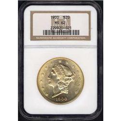 1900 $20 Liberty Head NGC MS62