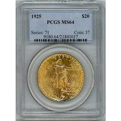 1925 $20 St. Gauden PCGS MS64