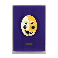 George Marlowe "Lakers Harlequin" Framed Original Hand Made Ceramic Mask Sculpture; COA