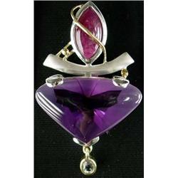 Amethyst Rhodacrosite and Topaz Pendant