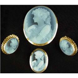 Cameo Set, Pendant, Earrings, Pin