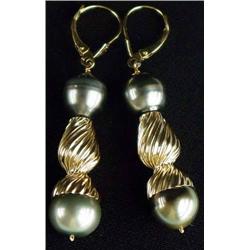 Black Pearl and Diamond Earrings