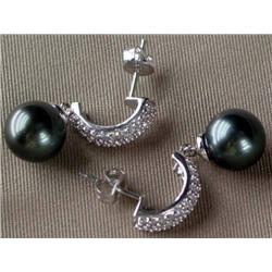 Black Pearl Earrings, 14K