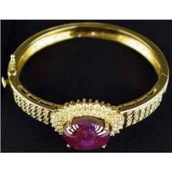 Star Ruby & Diamond Bangle Bracelet