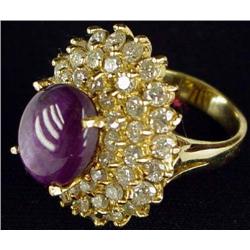 14K Star Ruby and Diamond Ring