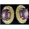 Image 1 : 14K Star Ruby and Diamond Earrings