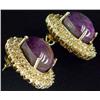 Image 2 : 14K Star Ruby and Diamond Earrings