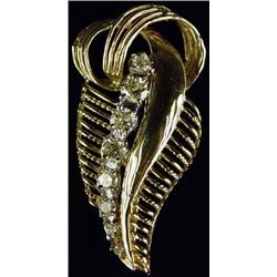 14Kt Gold Diamond Brooch