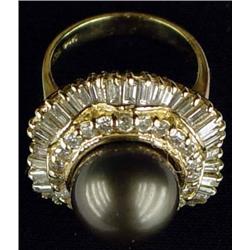 Tahitian Pearl and Diamond Ring