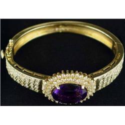 Amethyst and Diamond Bangle Bracelet