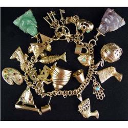 14K Charm Bracelet - 27 Charms
