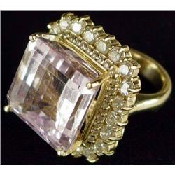Kunzite and Diamond Ring