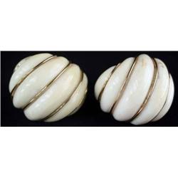 Ivory and 18K Gold Earrings