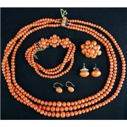 Antique Red Coral Set