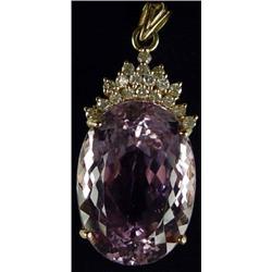 Kunzite and Diamond Pendant