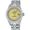 Image 2 : Rolex Ladies Stainless Steel 26MM Yellow String Diamond Lugs Datejust Wristwatch