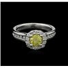 Image 2 : 1.17 ctw Fancy Yellow Diamond Ring - 14KT White Gold