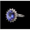 Image 1 : 5.4 ctw Tanzanite and Diamond Ring - 14KT White Gold