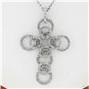 Image 1 : 18K White Gold 2.08 ctw Shared Prong Diamond Multi Circle Cross Pendant Necklace