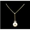 Image 2 : Round Crystal Bezel Pearl Necklace - Gold Plated