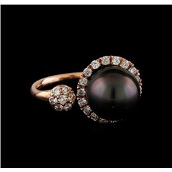 0.66 ctw Diamond and Pearl Ring - 14KT Rose Gold