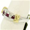 Image 2 : 14K White & Yellow Gold 0.47 ctw Top Quality Diamond & Ruby Channel Set Band Rin