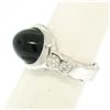 Image 2 : 18K White Gold Oval Bezel Set Black Onyx Burnish Set Diamond Bubble Ring