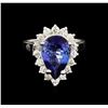 Image 2 : 3.72 ctw Tanzanite and Diamond Ring - 14KT White Gold