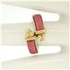 Image 5 : 14k Yellow Gold 2 Bezel Set Rectangular Pink Jade Bypass Ring