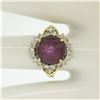 Image 7 : 14K Two Tone Gold 11.60 ctw Cabochon Star Ruby & Champagne Diamond Cocktail Ring