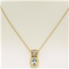Image 3 : 14K Yellow Gold 2.25 ctw Emerald Cut RICH Aquamarine and Diamond Pendant w/ 16"