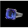 Image 1 : 22.50 ctw Tanzanite and Diamond Ring - 14KT White Gold