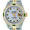 Image 2 : Rolex Ladies 2 Tone 14K MOP Emerald & Channel Set Datejust Wristwatch