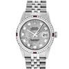 Image 2 : Rolex Mens SS Meteorite Diamond & Ruby Channel Set Diamond Datejust Wristwatch