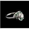 Image 1 : 0.40 ctw Diamond and Emerald Ring - 14KT White Gold