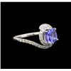 Image 1 : 14KT White Gold 1.41 ctw Tanzanite and Diamond Ring