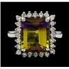 Image 2 : 5.54 ctw Ametrine Quartz and Diamond Ring - 14KT White Gold